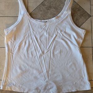 Express Fitted Ribbed Scoop Neck Tank in White Sz XL